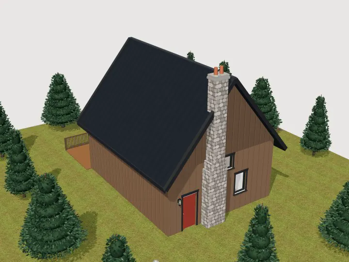 Forest Loft Cabin: 3D view of the outside