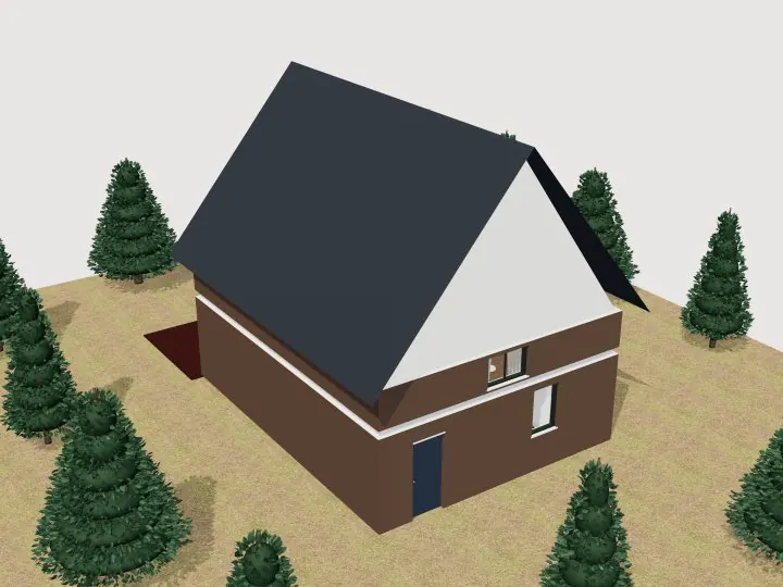 Kabin Loft di Hutan: tampilan 3D bagian luar