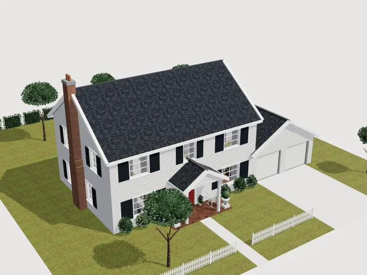 American Colonial: 3D view of the outside