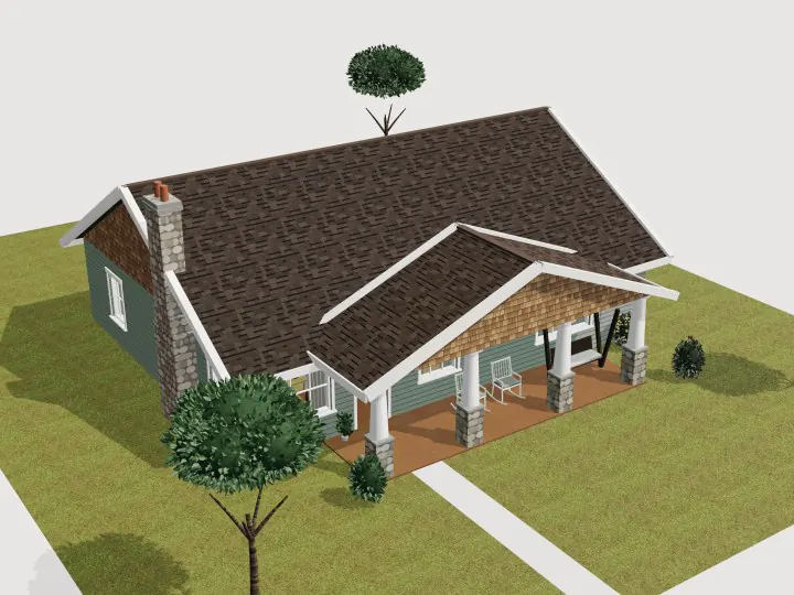 Craftsman Bungalow: 3D view of the outside