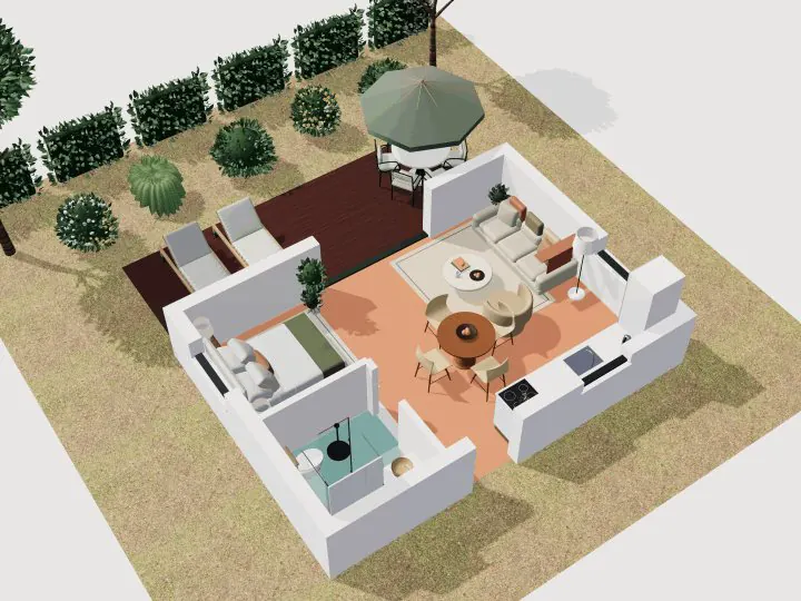 Studio Taman: tampilan potongan 3D