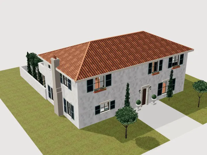 Mediterranean Villa: 3D view of the outside
