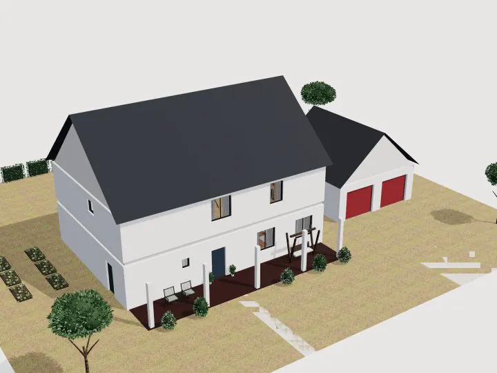 Modern Farmhouse: 3D view of the outside