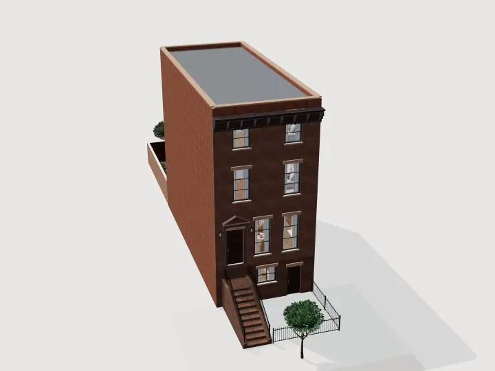 NYC Brownstone: 3D view of the outside