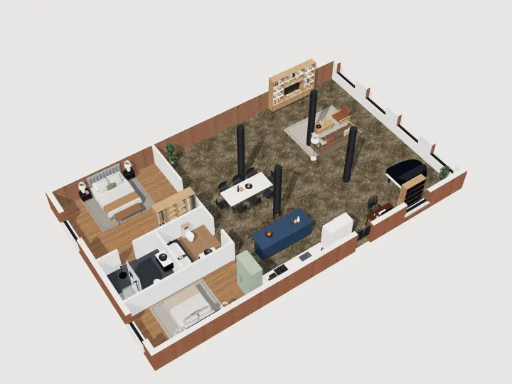 NYC Tribeca Loft: 3D view (cutaway)