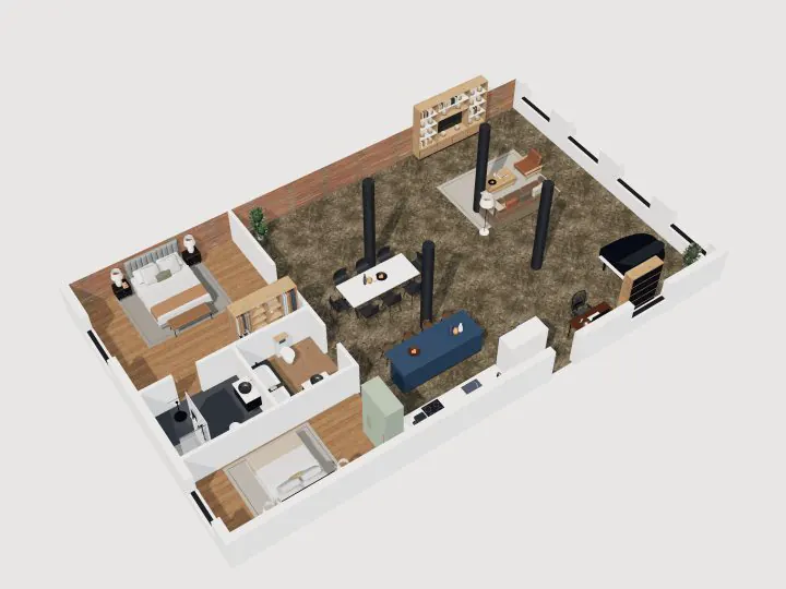 NYC Tribeca Loft: tampilan potongan 3D