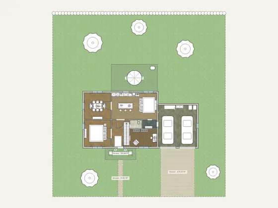 American Colonial: 2D floor plan with furniture