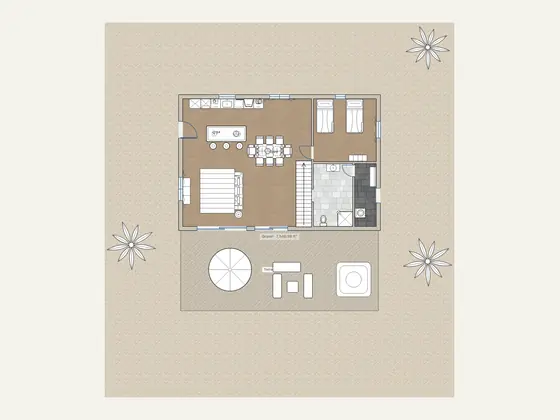 Beach House: 2D floor plan with furniture