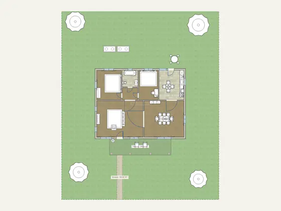 Craftsman Bungalow: 2D floor plan with furniture