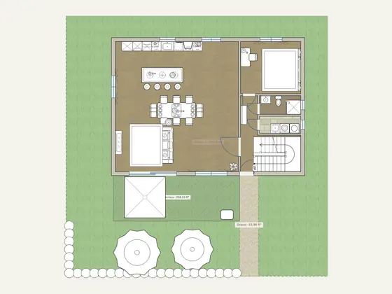 5-Bedroom Garden Duplex: 2D floor plan with furniture