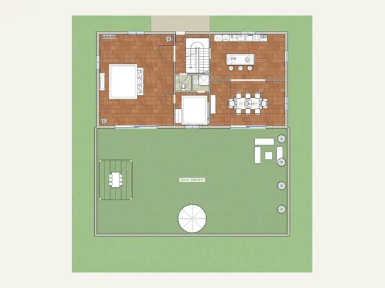 Mediterranean Villa: 2D floor plan with furniture