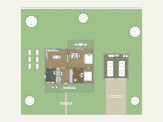 Modern Farmhouse: 2D floor plan with furniture