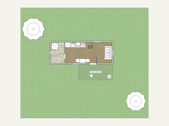 Tiny House: 2D floor plan with furniture