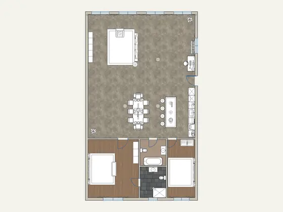 NYC Tribeca Loft: 2D floor plan with furniture